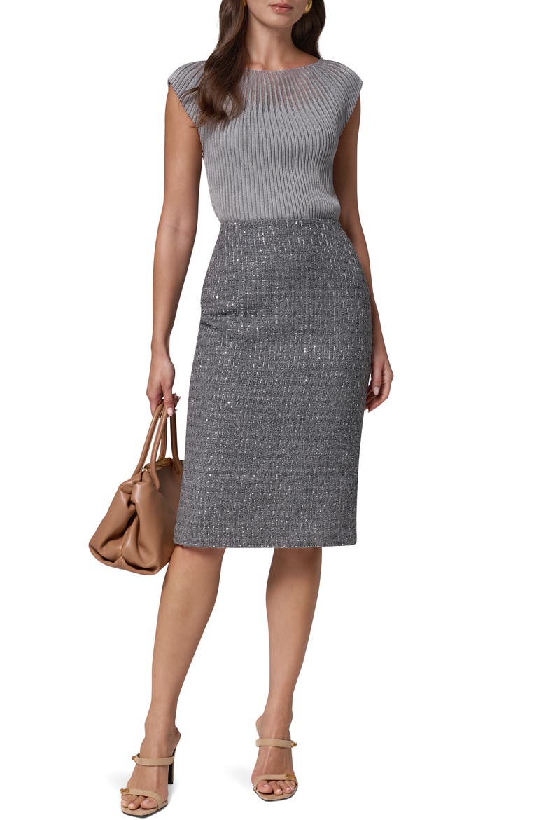 Metallic Tweed Pencil Skirt, Alternate, color, MEDIUM CHARCOAL