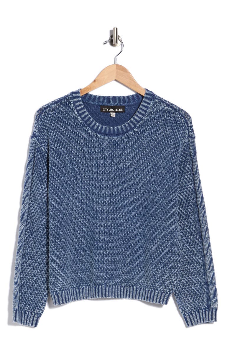 Acid Wash Cotton Sweater, Alternate, color, INDIGO