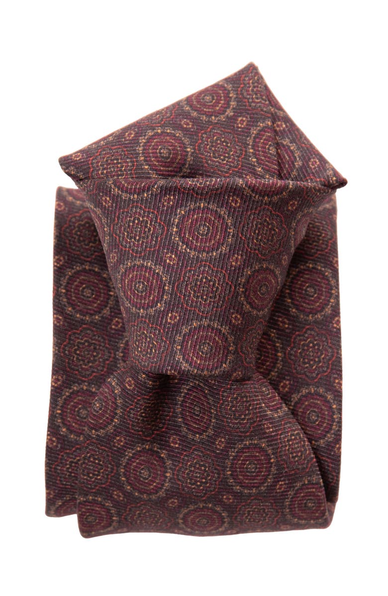 Elizabetta Moretti - Printed Silk Tie for Men, Alternate, color, Brown And Burgundy