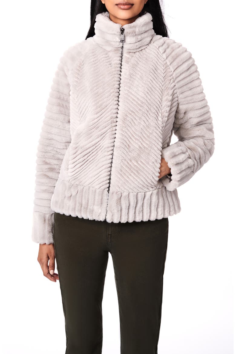 Textured Faux Fur Jacket, Main, color, POWDER GREY
