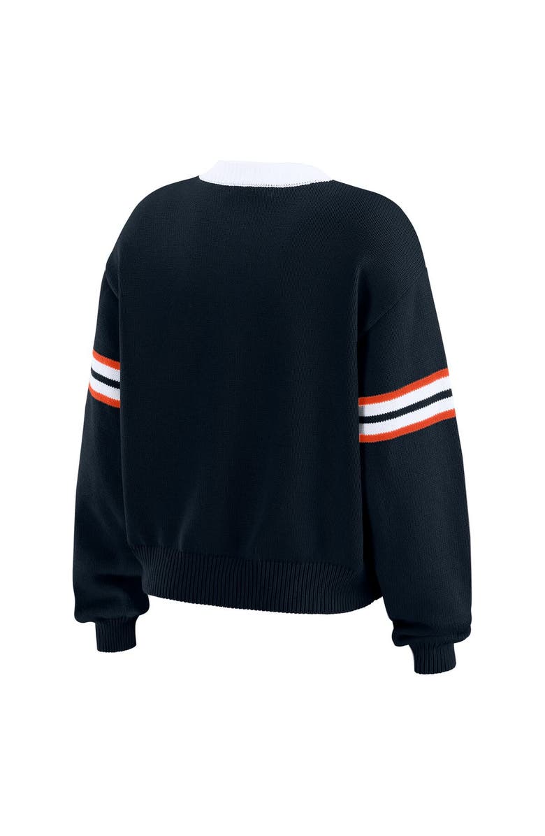 WEAR by Erin Andrews Women's WEAR by Erin Andrews Navy Chicago Bears Lace-Up Pullover Sweatshirt, Alternate, color, Navy