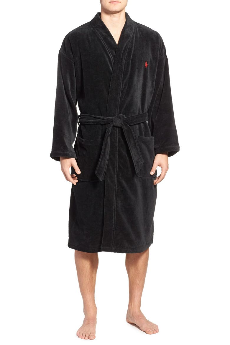 Cotton Fleece Robe, Main, color, POLO BLACK