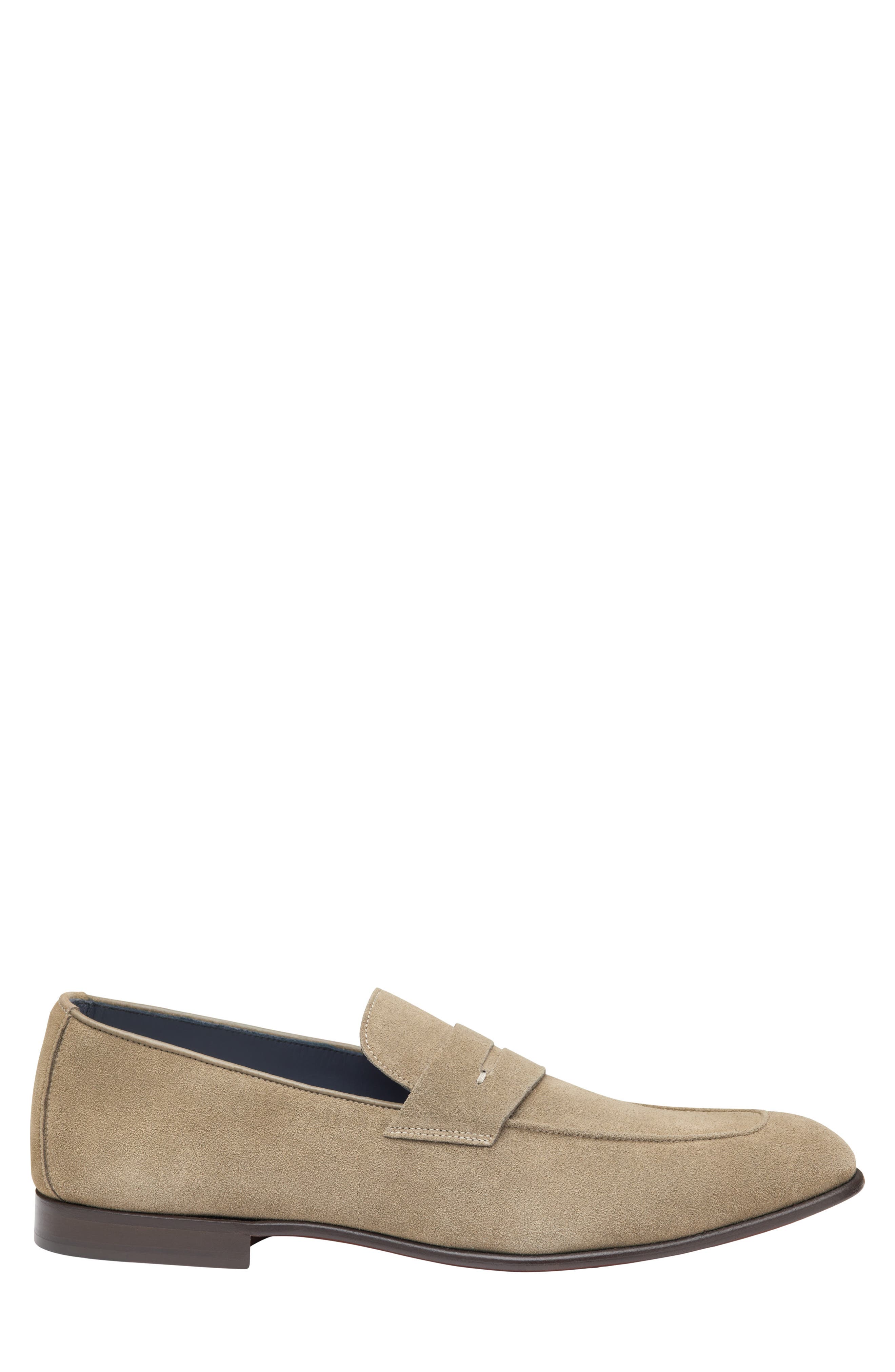 Taylor Moc Toe Penny Loafer, Alternate, color, TAUPE ITALIAN SUEDE
