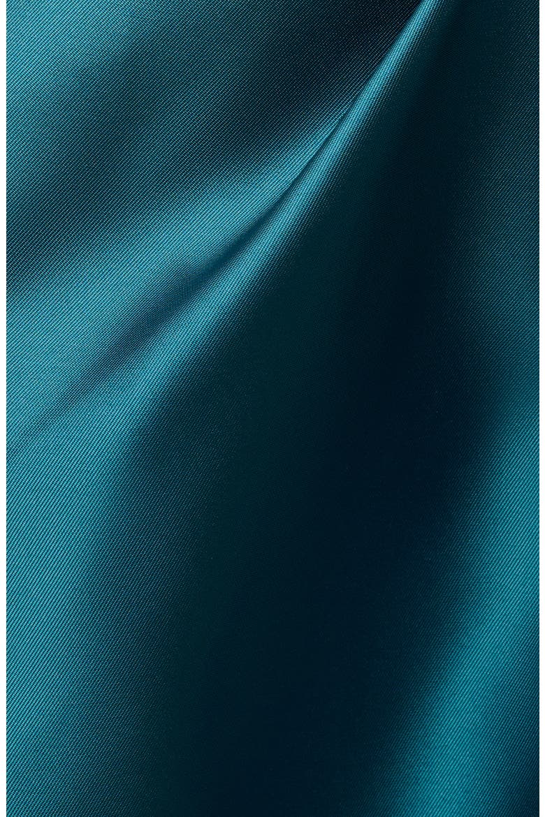 Pleated One-Shoulder Mikado Gown, Alternate, color, HUNTER