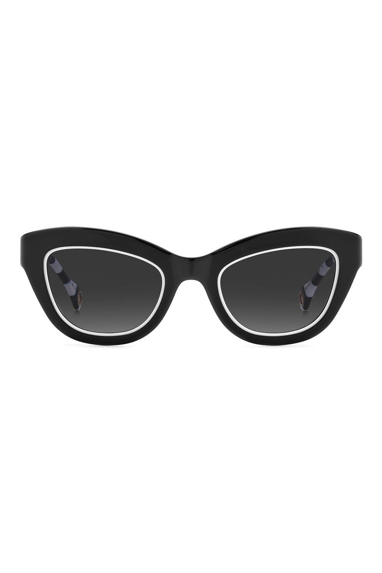 51mm Gradient Cat Eye Sunglasses, Main, color, BLACK WHITE / GREY SHADED