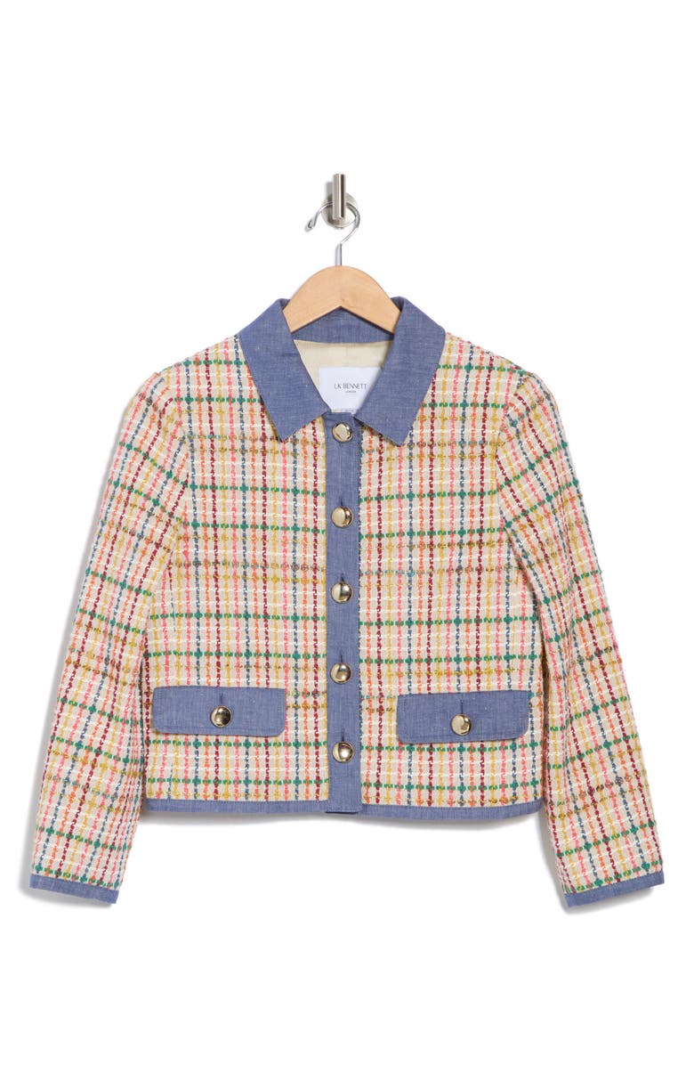 LK Bennett Marguerit Crop Jacket, Alternate, color, Blue/ Multi