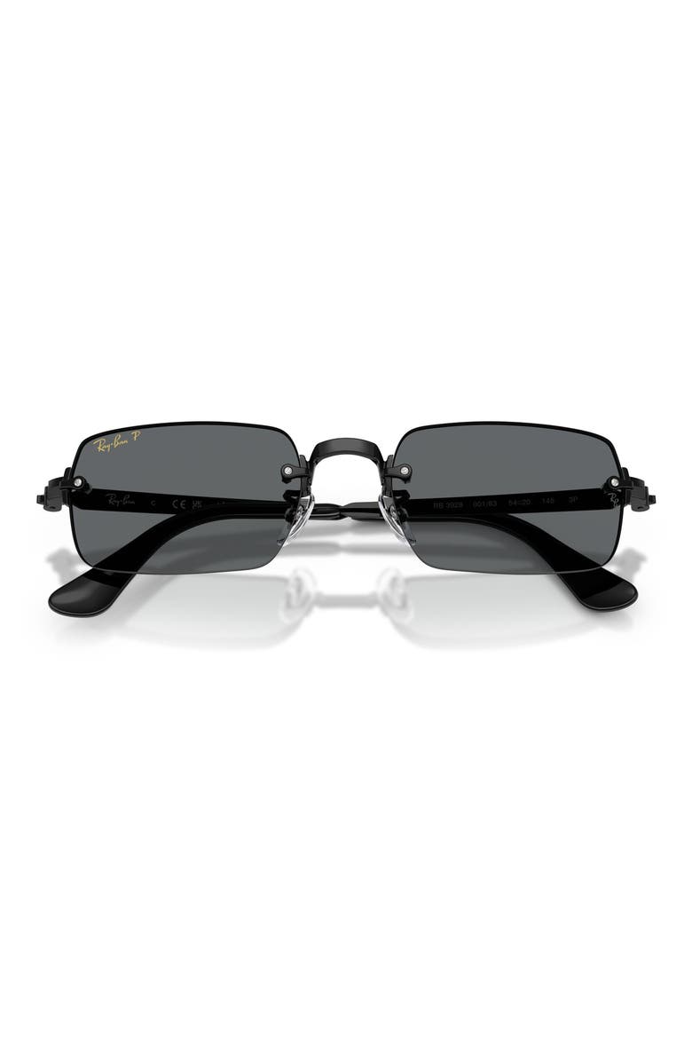 54mm Polarized Oval Sunglasses, Alternate, color, BLACK / DARK GREY POLAR