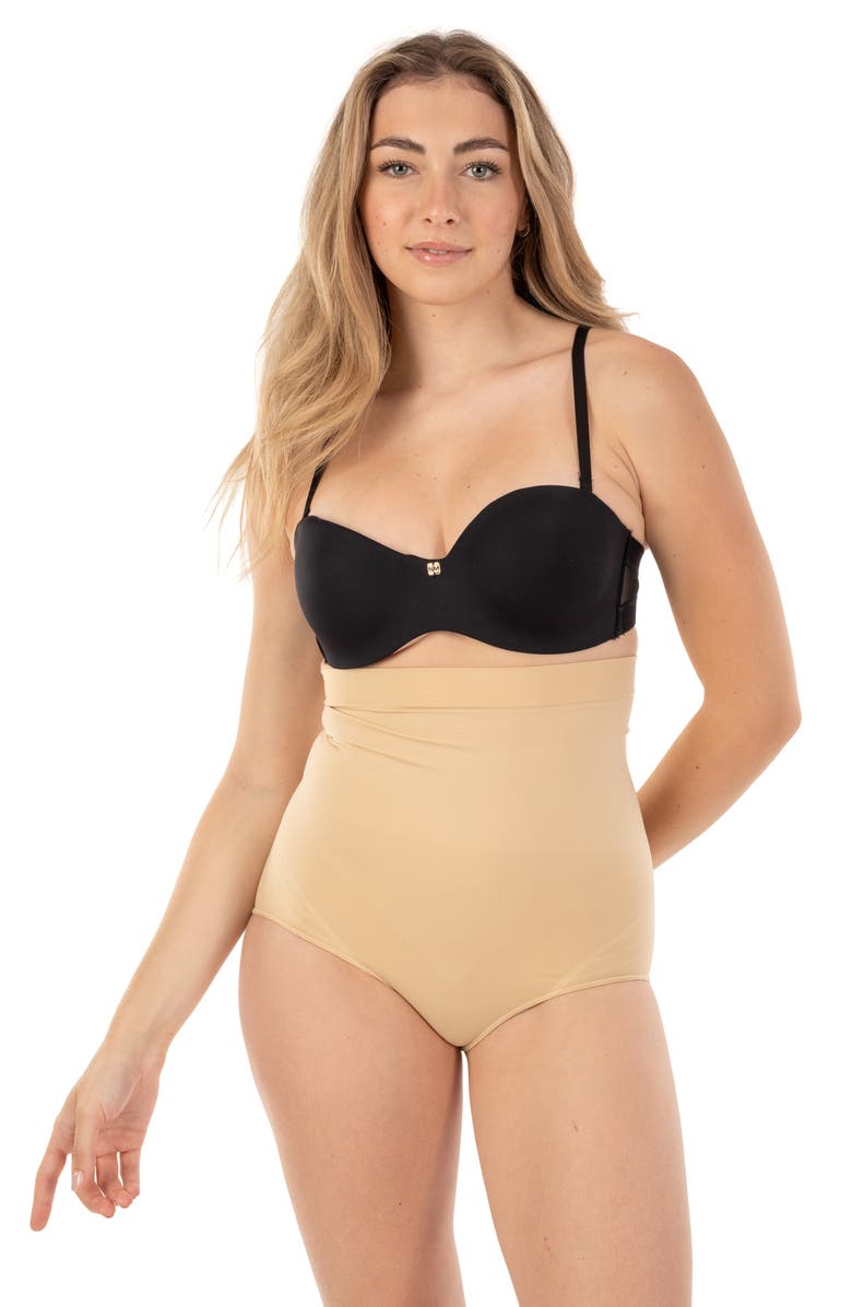 BODY BEAUTIFUL Assorted 2-Pack Extra High Waist Brief Shapers, Alternate, color, Black/ Beige