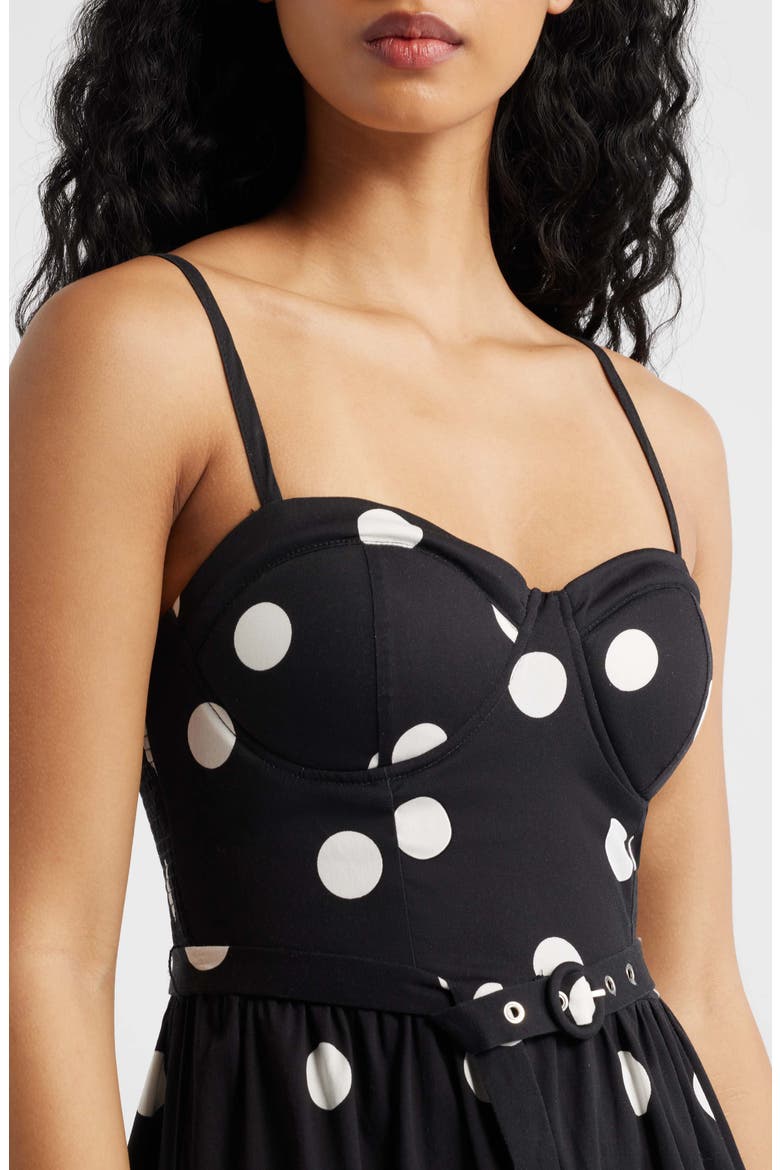 Belted Corset Midi Sundress, Alternate, color, BLACK/ WHITE