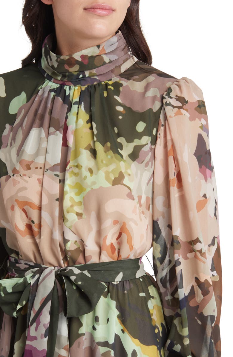 Jewel Badgley Mischka Floral Mock Neck Long Sleeve Minidress, Alternate, color,