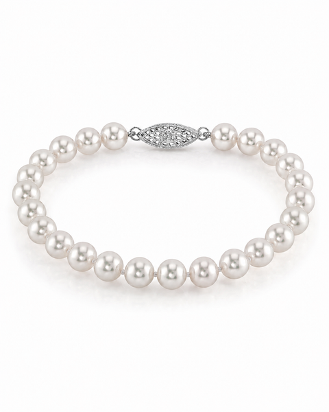 6.5-7.0mm Hanadama Akoya White Pearl Bracelet