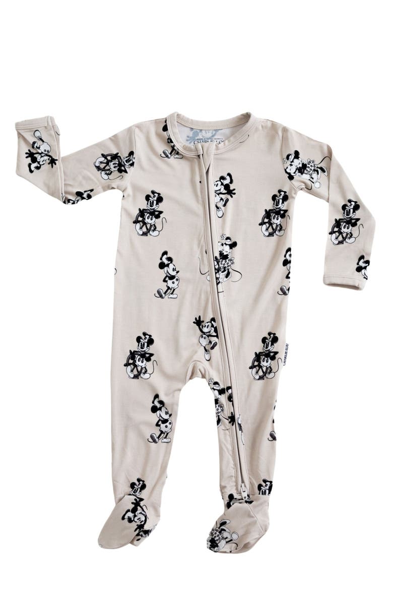 Charlie Lou Baby<sup>®</sup> Steamboat Willie Footed Double Zipper Pajamas, Main, color, 