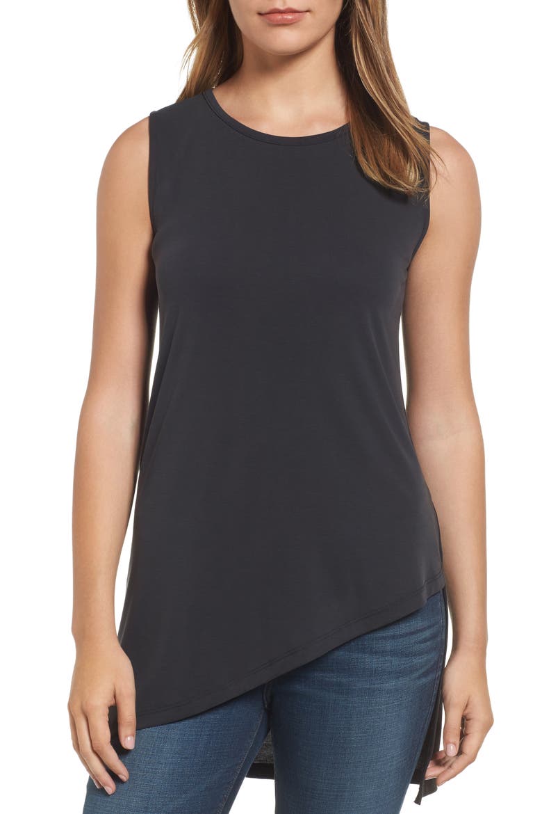 Asymmetrical Top, Main, color, BLACK