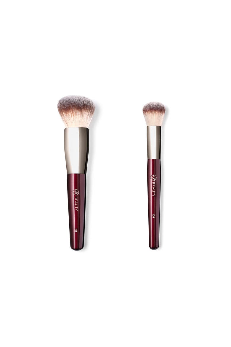 Large Buffer & Round Foundation Brush Set, Main, color, Burgundy