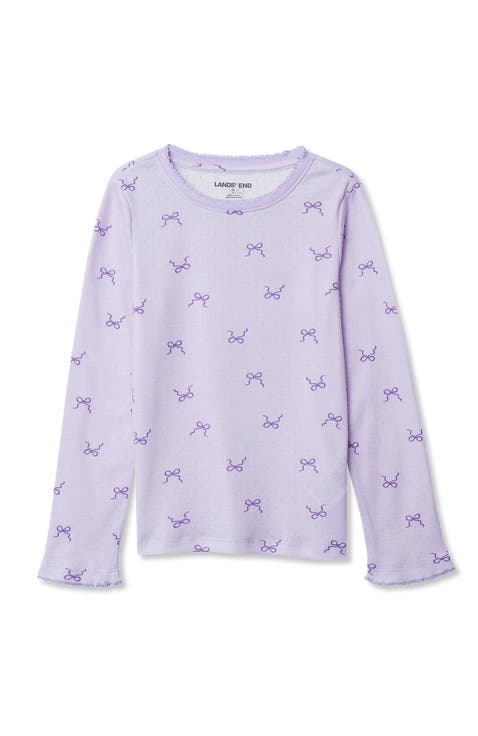 Girls Long Sleeve Pointelle Knit Shirt