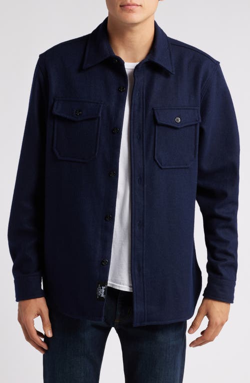 Schott NYC CPO Wool Blend Work Shirt in Blue 