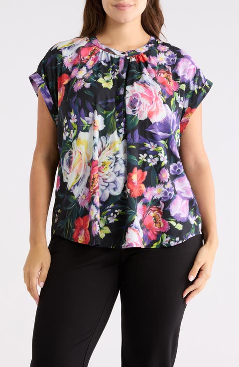 Printed Dolman Sleeve Top (Plus)
