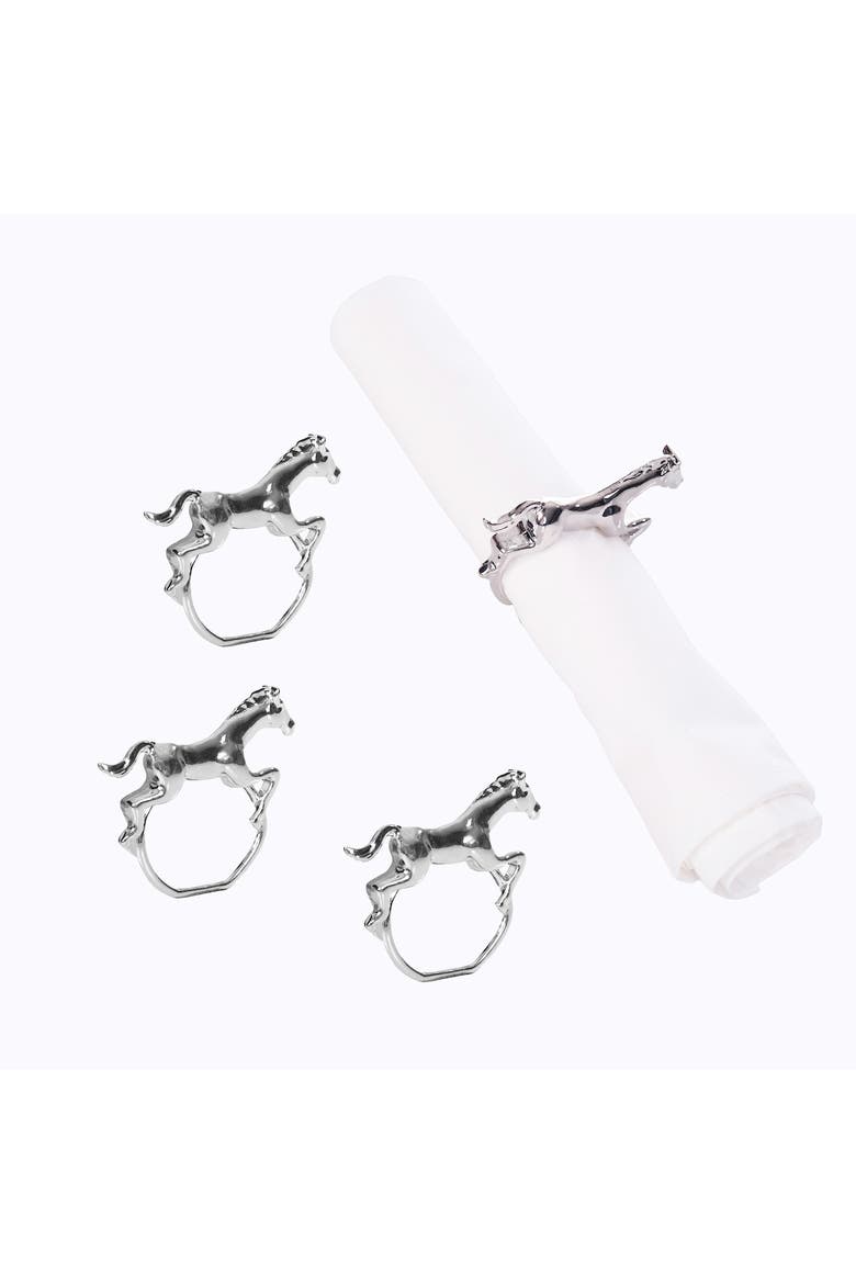 Derby Horse Napkin Ring Set of 4, Alternate, color, Silver