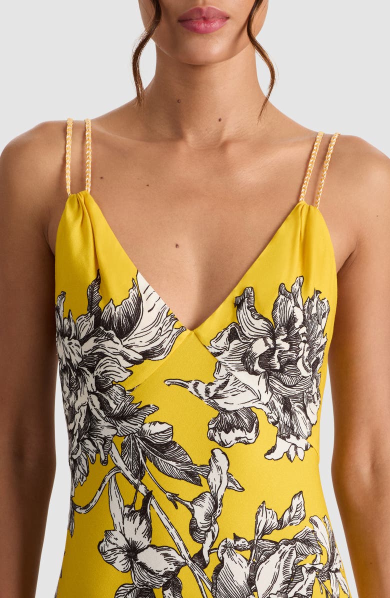 Alice + Olivia Kiro Floral Midi Dress, Alternate, color, Blooming Wild Golden Hour