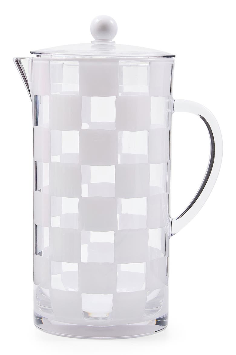 White Check Acrylic Pitcher, Main, color, WHITE