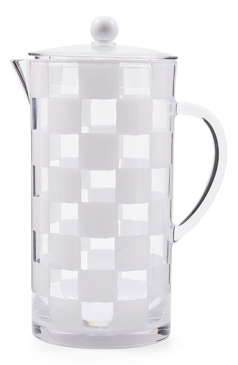 MACKENZIE CHILDS White Check Acrylic Pitcher, Main, color, White