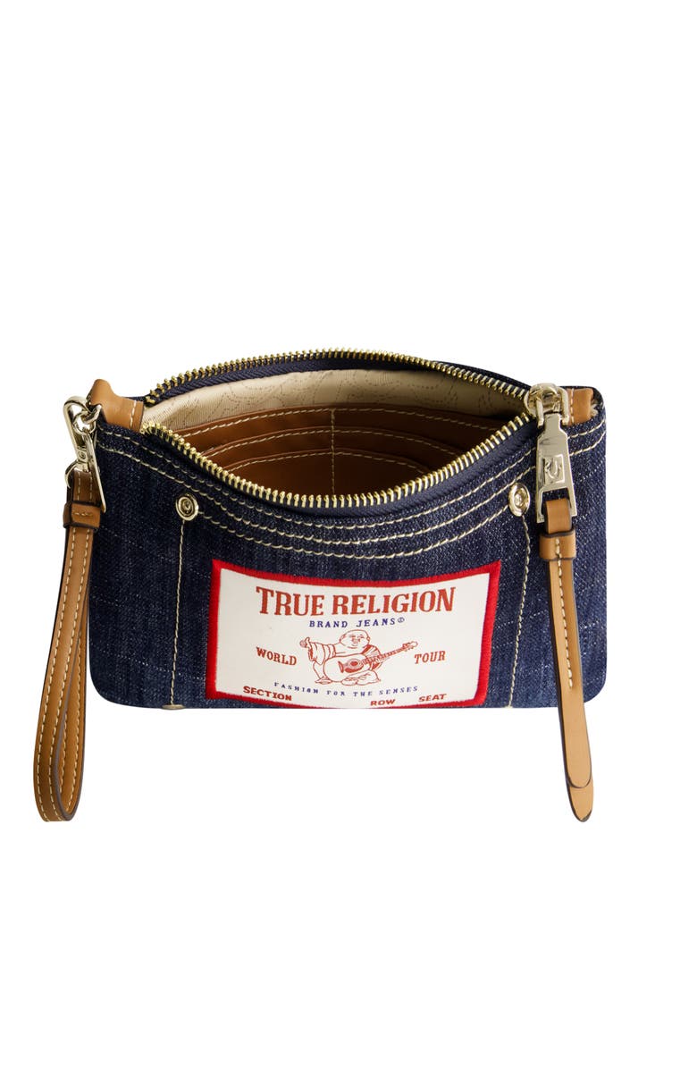True Religion Buddha Patch Denim Wristlet, Alternate, color, Dark Denim