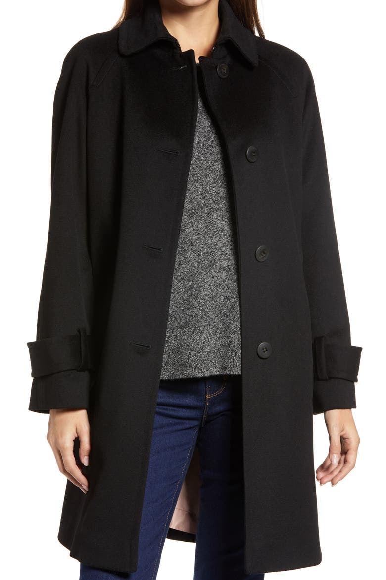 Wool Raglan Sleeve Coat, Alternate, color, BLACK