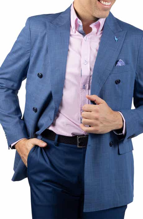TailorByrd Textured Slub Double Breasted Sport Coat