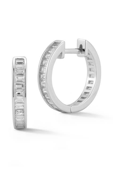 Baguette CZ Huggie Hoop Earrings