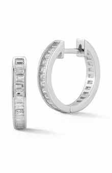 CHLOE AND MADISON Baguette CZ Huggie Hoop Earrings