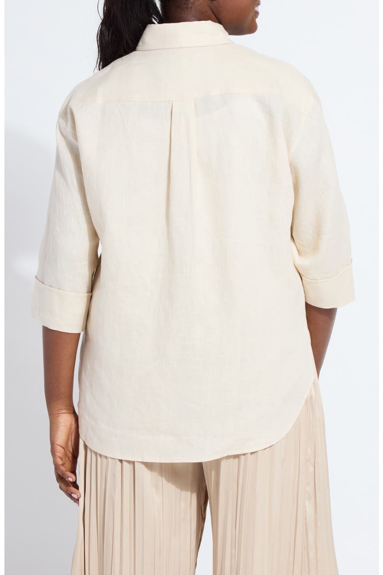 Roxanna Embroidered Linen Button-Up Shirt, Alternate, color, SAILCLOTH