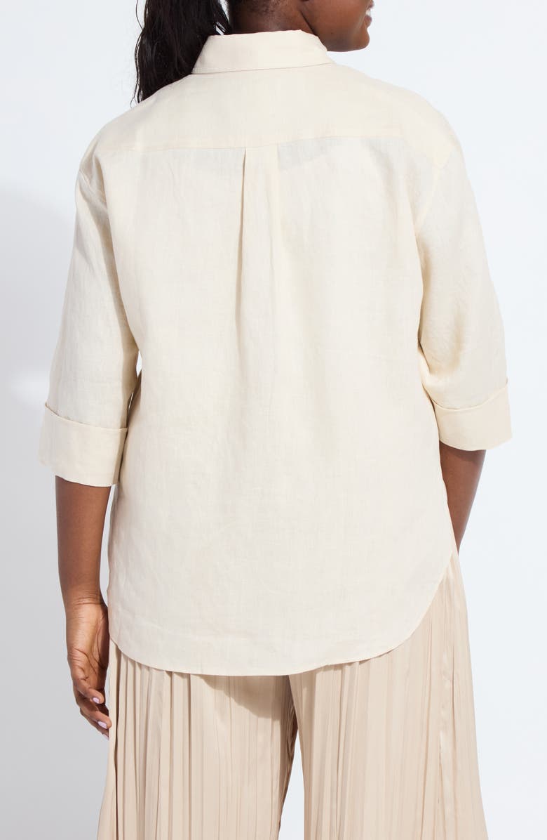 Lysse Roxanna Embroidered Linen Button-Up Shirt, Alternate, color, Sailcloth