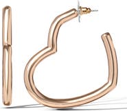 Jessica Simpson Open Heart Thin Wire Hoop Earrings in Gold