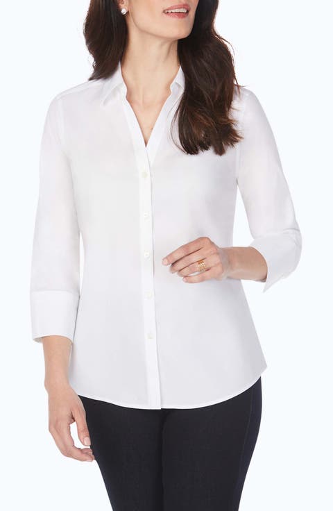 Mary Non-Iron Stretch Cotton Button-Up Shirt (Petite)