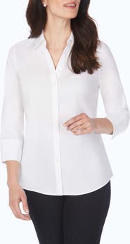 Foxcroft Mary Non-Iron Stretch Cotton Button-Up Shirt