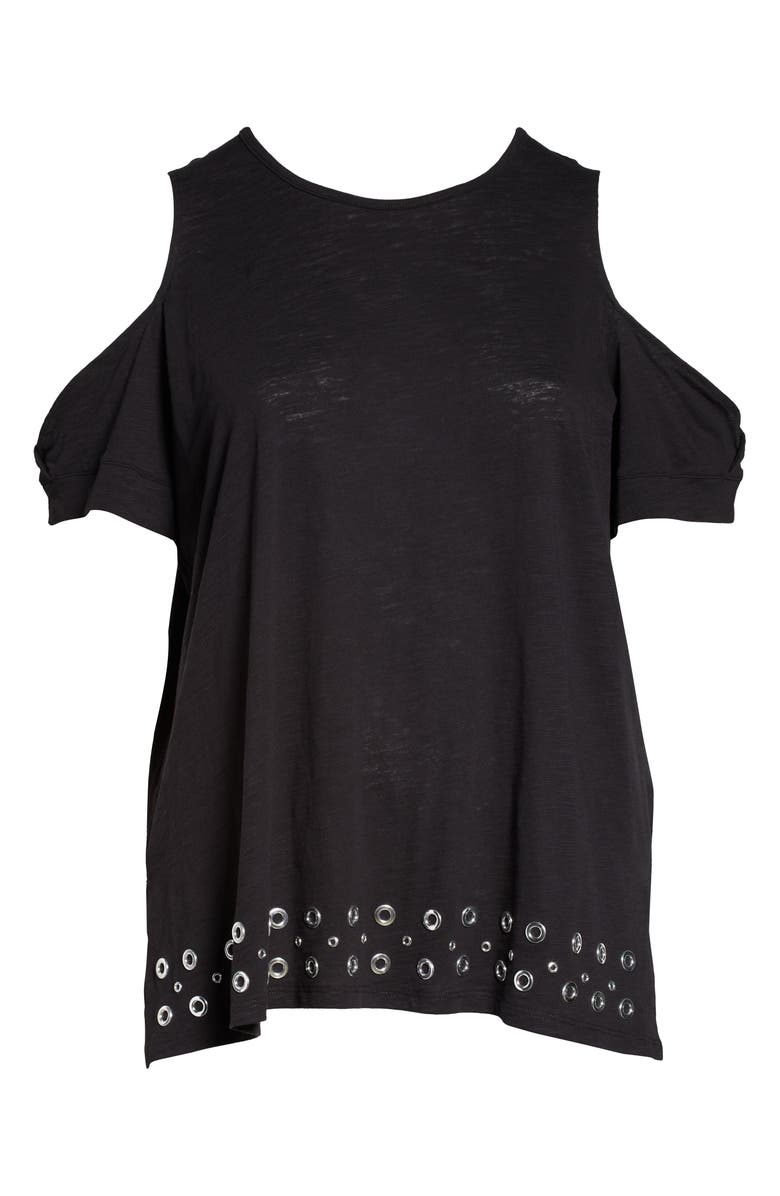 Michael Kors Grommet Cold Shoulder Tunic Top, Alternate, color,