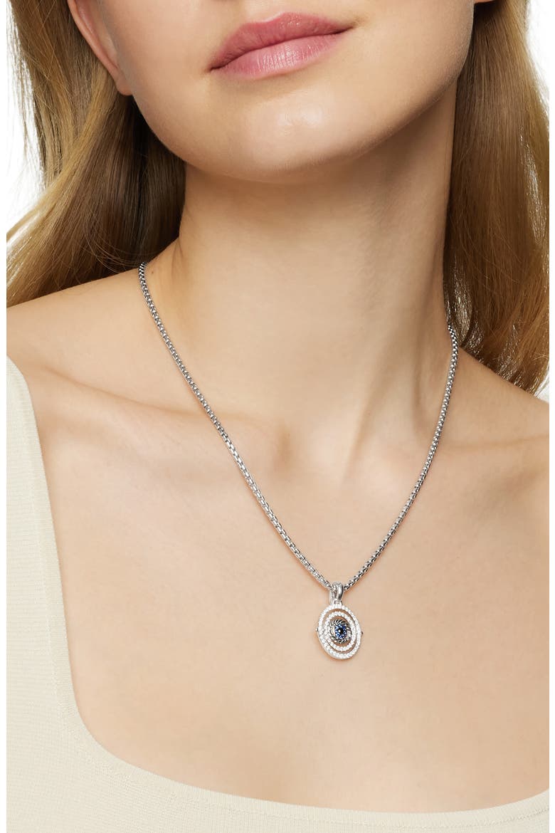 Evil Eye Mobile Amulet in 18K White Gold with Pavé Blue Sapphire and Diamonds, Alternate, color, BLUE SAPPHIRE/WHITE GOLD
