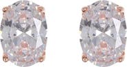 SUZY LEVIAN Rose Gold Plated Oval CZ Stud Earrings