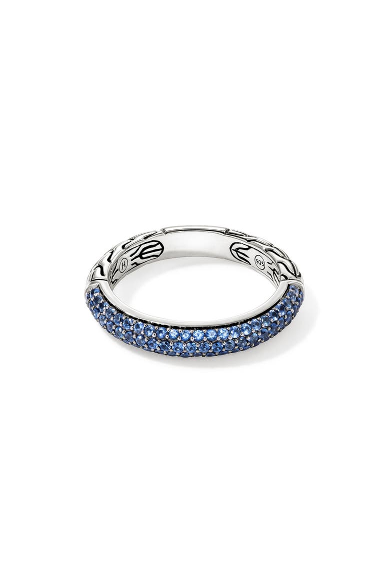 JH Essential Pavé Band Ring, Sterling Silver, Gemstones, 3.5MM, Main, color, SILVER/BLUE