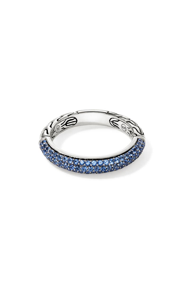 John Hardy JH Essential Pavé Band Ring, Sterling Silver, Gemstones, 3.5MM, Main, color, Silver/Blue