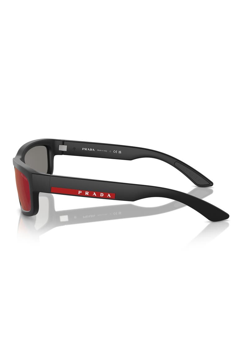 59mm Rectangular Sunglasses, Alternate, color, BLACK RUBBER