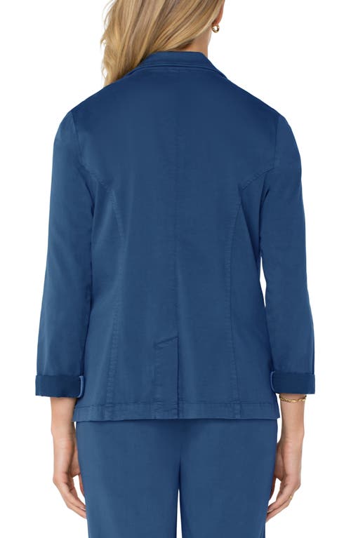 Shop Liverpool Los Angeles Fitted Open Front Twill Blazer In Goddess Blue
