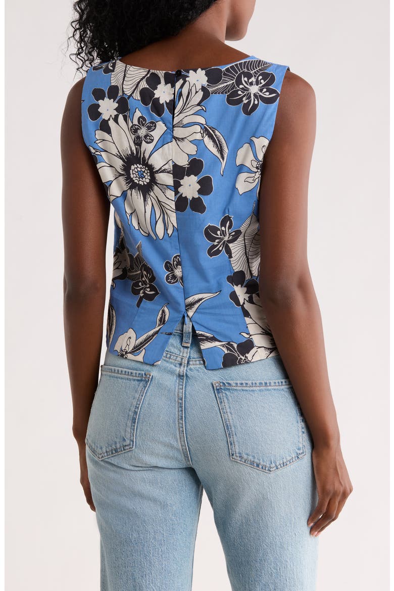 Floral Sleeveless Cotton Shell, Alternate, color, BLUE FLOWER PRINT