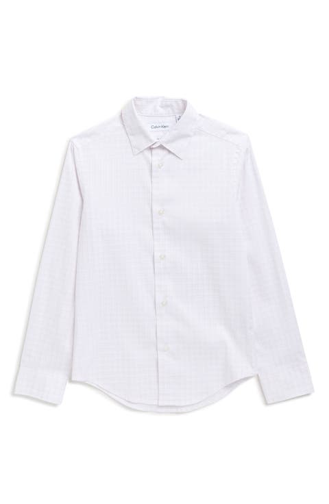 Kids' Dobby Check Stretch Button-Up Shirt (Big Kid)