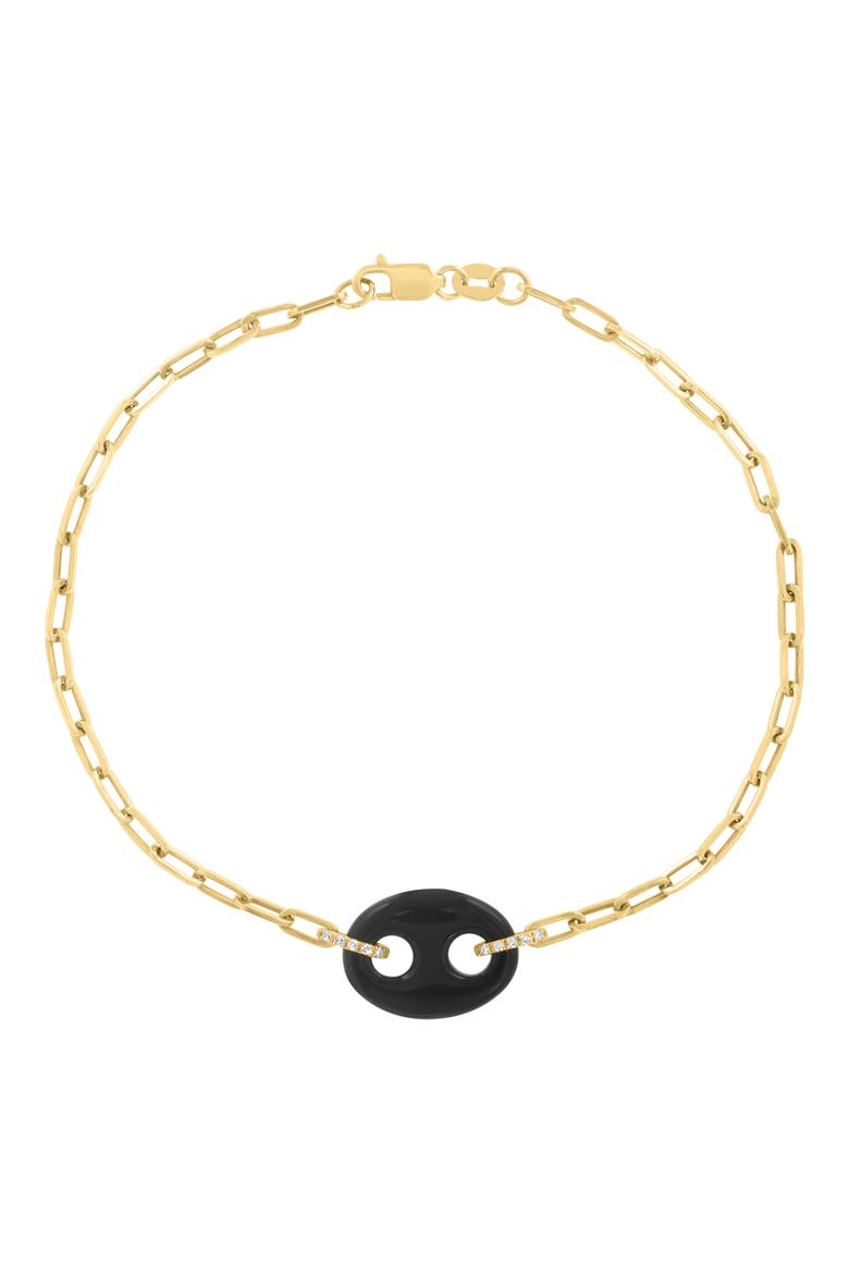Diamond & Sterling Silver Link Bracelet, Main, color, BLACK