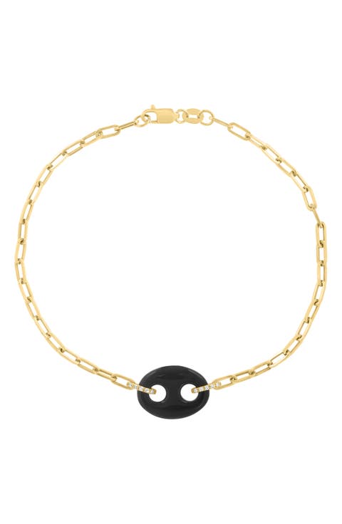 Diamond & Sterling Silver Link Bracelet