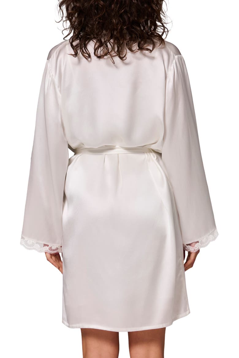 Love Me Lace Trim Silk Blend Robe, Alternate, color, IVORY