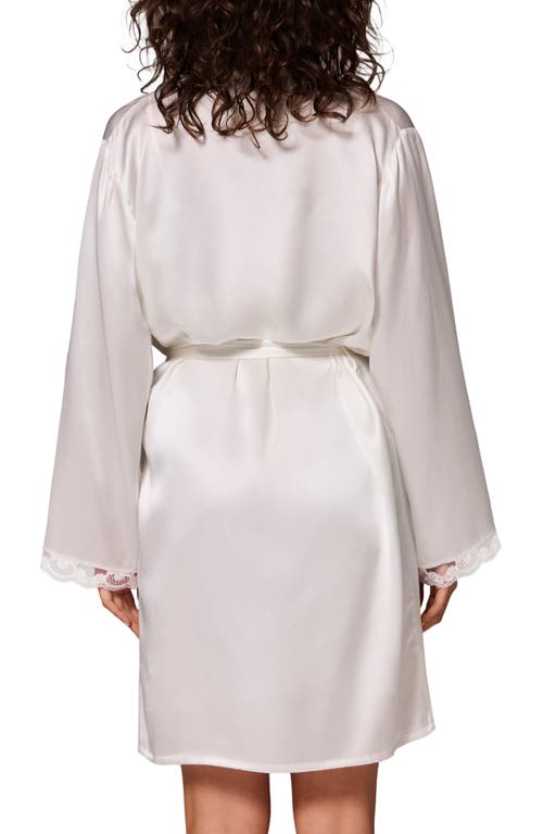 Simone Perele Love Me Lace Trim Silk Blend Robe In Ivory
