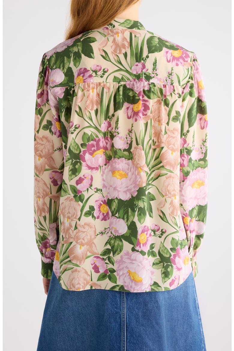 Floral Print Silk Charmeuse Top, Alternate, color, MACADAMIA BROWN