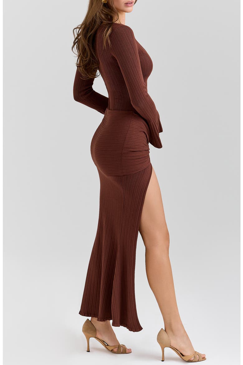 Khrysta Long Sleeve Rib Body-Con Maxi Cocktail Dress, Alternate, color, CHOCOLATE BROWN